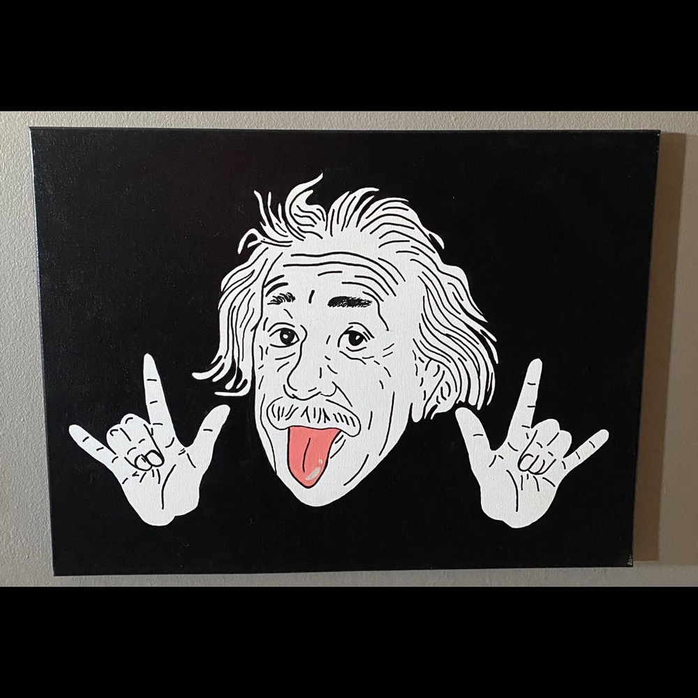 Albert Einstein Canvas Art. Original Hand Painted